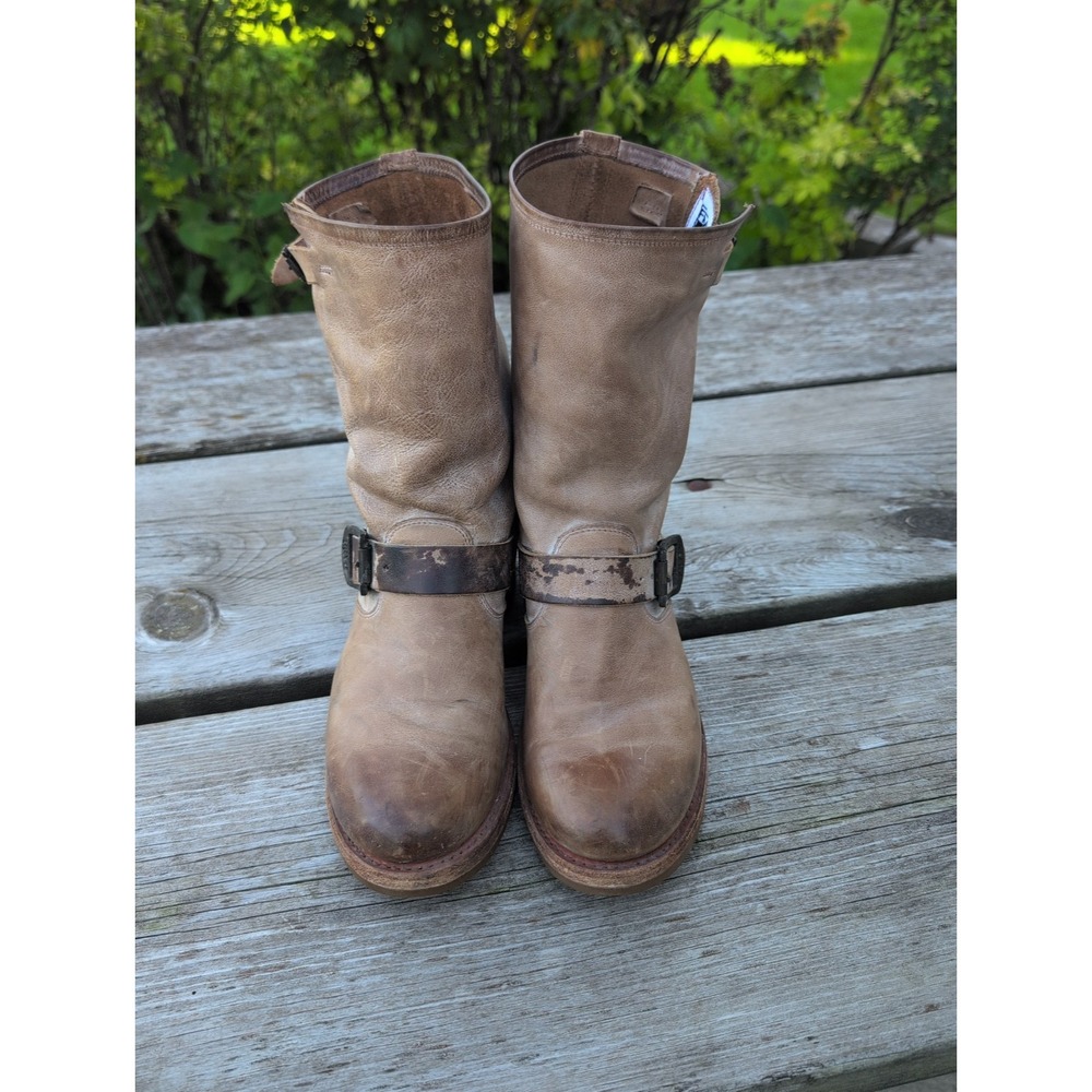 Frye Veronica Women's 7.5B Short Slouch Leather Tan Biker Riding Work Boots Y2K